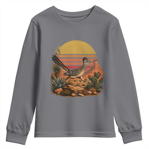 Retro Arizona Roadrunner Desert Sunset Youth Sweatshirt Southwest Bird Wildlife Nature Lover