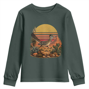 Retro Arizona Roadrunner Desert Sunset Youth Sweatshirt Southwest Bird Wildlife Nature Lover