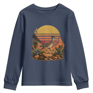 Retro Arizona Roadrunner Desert Sunset Youth Sweatshirt Southwest Bird Wildlife Nature Lover