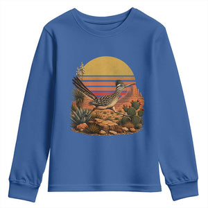 Retro Arizona Roadrunner Desert Sunset Youth Sweatshirt Southwest Bird Wildlife Nature Lover