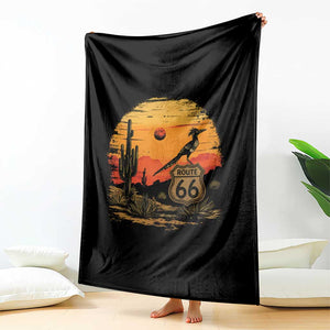 Route Highway 66 Roadrunner Desert Sunset Arizona Throw Blanket Cactus Landscape Texas Nevada Southwest Bird Lover