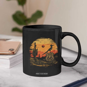 Route Highway 66 Roadrunner Desert Sunset Arizona Coffee Mug Cactus Landscape Texas Nevada Southwest Bird Lover
