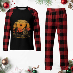 Route Highway 66 Roadrunner Desert Sunset Arizona Plaid Pajama Set Cactus Landscape Texas Nevada Southwest Bird Lover