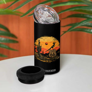 Route Highway 66 Roadrunner Desert Sunset Arizona 4 in 1 Can Cooler Tumbler Cactus Landscape Texas Nevada Southwest Bird Lover