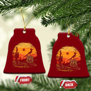 Route Highway 66 Roadrunner Desert Sunset Arizona Ceramic Ornament Cactus Landscape Texas Nevada Southwest Bird Lover