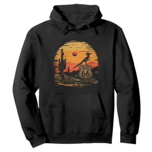 Route Highway 66 Roadrunner Desert Sunset Arizona Hoodie Cactus Landscape Texas Nevada Southwest Bird Lover