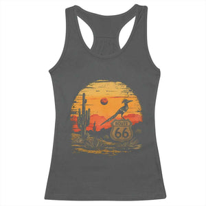 Route Highway 66 Roadrunner Desert Sunset Arizona Racerback Tank Top Cactus Landscape Texas Nevada Southwest Bird Lover