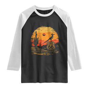 Route Highway 66 Roadrunner Desert Sunset Arizona Raglan Shirt Cactus Landscape Texas Nevada Southwest Bird Lover