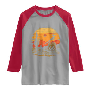 Route Highway 66 Roadrunner Desert Sunset Arizona Raglan Shirt Cactus Landscape Texas Nevada Southwest Bird Lover