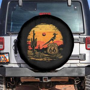 Route Highway 66 Roadrunner Desert Sunset Arizona Spare Tire Cover Cactus Landscape Texas Nevada Southwest Bird Lover TS14 No hole Black Print Your Wear