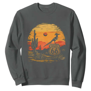 Route Highway 66 Roadrunner Desert Sunset Arizona Sweatshirt Cactus Landscape Texas Nevada Southwest Bird Lover