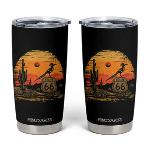 Route Highway 66 Roadrunner Desert Sunset Arizona Tumbler Cup Cactus Landscape Texas Nevada Southwest Bird Lover