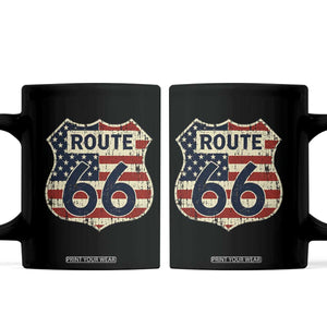 Route US 66 American Flag Americana Road Trip Coffee Mug