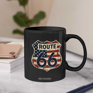 Route US 66 American Flag Americana Road Trip Coffee Mug