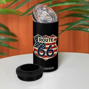 Route US 66 American Flag Americana Road Trip 4 in 1 Can Cooler Tumbler