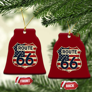 Route US 66 American Flag Americana Road Trip Ceramic Ornament