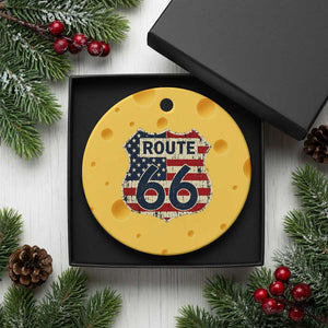 Route US 66 American Flag Americana Road Trip Ceramic Ornament
