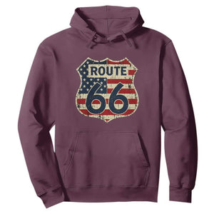Route US 66 American Flag Americana Road Trip Hoodie