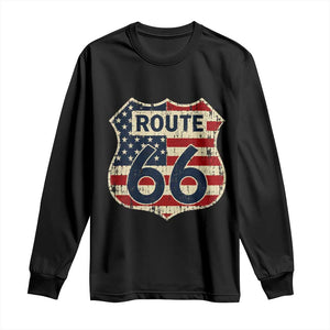 Route US 66 American Flag Americana Road Trip Long Sleeve Shirt