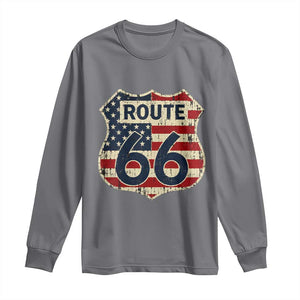 Route US 66 American Flag Americana Road Trip Long Sleeve Shirt