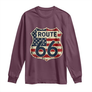 Route US 66 American Flag Americana Road Trip Long Sleeve Shirt