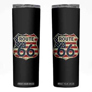 Route US 66 American Flag Americana Road Trip Skinny Tumbler