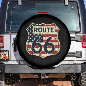 Route US 66 American Flag Americana Road Trip Spare Tire Cover TS14 No hole Black Print Your Wear