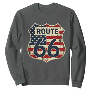 Route US 66 American Flag Americana Road Trip Sweatshirt
