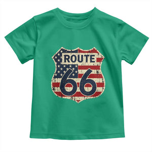 Route US 66 American Flag Americana Road Trip Toddler T Shirt