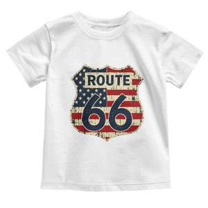 Route US 66 American Flag Americana Road Trip Toddler T Shirt