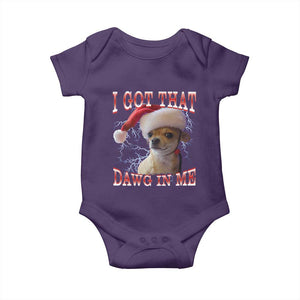 Funny Chihuahua Christmas Meme Baby Onesie I Got That Dawg In Me TS14 Purple Print Your Wear