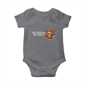 Funny Reindeer Christmas Meme Baby Onesie I Am Trying My Best TS14 Charcoal Print Your Wear