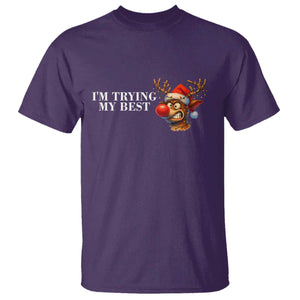 Funny Reindeer Christmas Meme T Shirt I Am Trying My Best TS14 Purple Print Your Wear