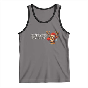 Funny Reindeer Christmas Meme Tank Top I Am Trying My Best TS14 Deep Heather Black Print Your Wear