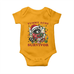 Funny Racoon Christmas Meme Baby Onesie Tummy Ache Survivor TS14 Gold Print Your Wear