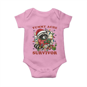 Funny Racoon Christmas Meme Baby Onesie Tummy Ache Survivor TS14 Light Pink Print Your Wear