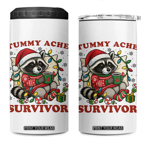 Funny Racoon Christmas Meme 4 in 1 Can Cooler Tumbler Tummy Ache Survivor TS14 One Size: 16 oz White Print Your Wear