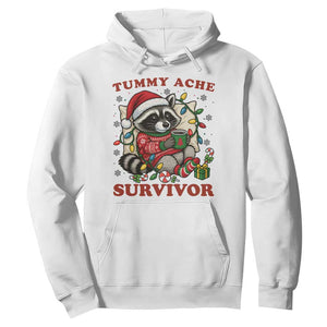 Funny Racoon Christmas Meme Hoodie Tummy Ache Survivor TS14 White Print Your Wear