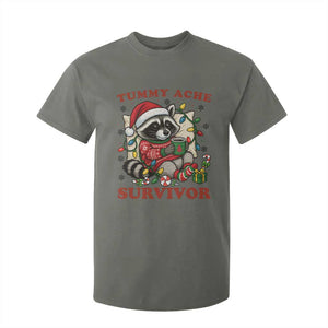 Funny Racoon Christmas Meme T Shirt For Kid Tummy Ache Survivor TS14 Military Green Print Your Wear