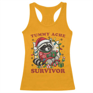 Funny Racoon Christmas Meme Racerback Tank Top Tummy Ache Survivor TS14 Gold Print Your Wear