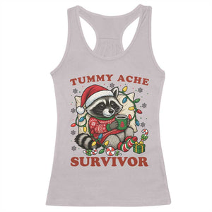 Funny Racoon Christmas Meme Racerback Tank Top Tummy Ache Survivor TS14 Ice Gray Print Your Wear
