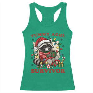 Funny Racoon Christmas Meme Racerback Tank Top Tummy Ache Survivor TS14 Irish Green Print Your Wear