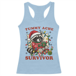 Funny Racoon Christmas Meme Racerback Tank Top Tummy Ache Survivor TS14 Light Blue Print Your Wear