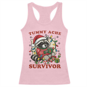 Funny Racoon Christmas Meme Racerback Tank Top Tummy Ache Survivor TS14 Light Pink Print Your Wear