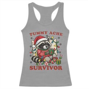 Funny Racoon Christmas Meme Racerback Tank Top Tummy Ache Survivor TS14 Sport Gray Print Your Wear