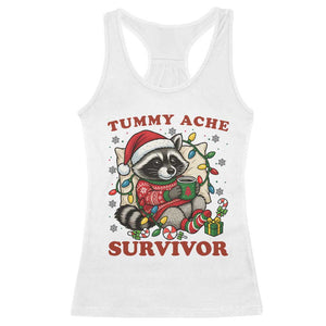 Funny Racoon Christmas Meme Racerback Tank Top Tummy Ache Survivor TS14 White Print Your Wear