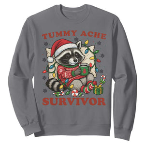 Funny Racoon Christmas Meme Sweatshirt Tummy Ache Survivor TS14 Charcoal Print Your Wear