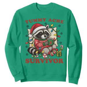 Funny Racoon Christmas Meme Sweatshirt Tummy Ache Survivor TS14 Irish Green Print Your Wear