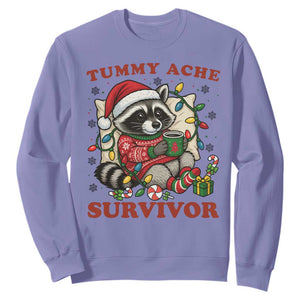 Funny Racoon Christmas Meme Sweatshirt Tummy Ache Survivor TS14 Violet Print Your Wear