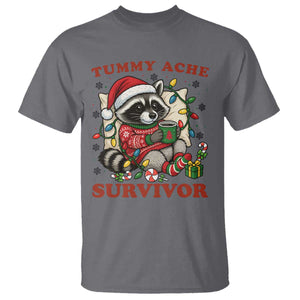 Funny Racoon Christmas Meme T Shirt Tummy Ache Survivor TS14 Charcoal Print Your Wear